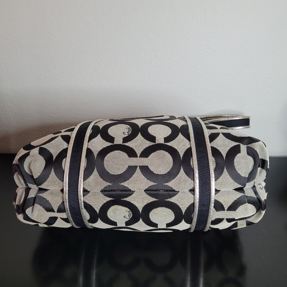 Coach Poppy  Black And Gray Op Art Glam Tote Shoulder Bag - Picture 12 of 15